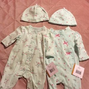Set of two Little me footies with hats
